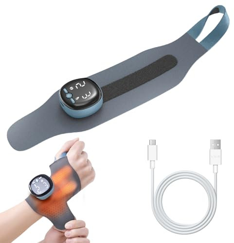 EMS & TENS Handgelenk Massagegerät mit Wärme, Kabelloses Handmassagegerät Elektrisch,Hand Massagegerät,Handmassage,Handgelenkstütze Massage,Sehnenscheidenentzündung Bandage,9 Stärke,5 Modi (M-11-16cm)