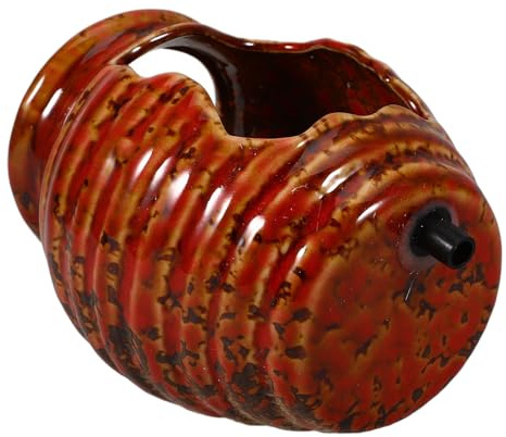 Aquarium Springbrunnen Keramik Wasserkrug Zirkulierend | Offene Form, Rot, für Patio und Outdoor, Leichte Bedienung, Dekorative Wohndekoration