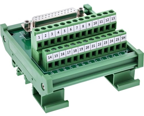 InLine D-Sub 25 Terminalblock Buchse Schraubklemme für Hutschiene DIN-Rail Verdrahtung RS232 Modbus Testaufbau Industrie DIY, 92502H