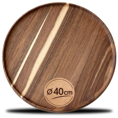 com-four® Tablett aus Akazienholz Ø 40 cm - Serviertablett | Rundes Holztablett für Käse, Wurst, Snacks und Antipasti - dekoratives Servierbrett für Küche und Buffet - Tischdekoration