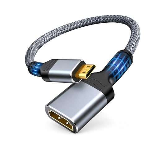TAKUZA Mini HDMI auf HDMI Adapter Kabel 4K@60Hz für Kamera Laptop | 20cm Kabel, unterstützt UHD 3D HDR ARC. Kompatibel mit DSLR, Camcorder, Tablet, HDTV, Projektor