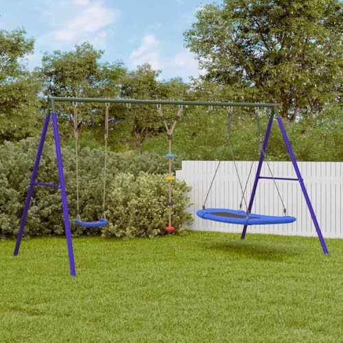 LoogCape Rocking Set with Climbing Swing, Nest Swing and Sturdy Metal Frame for Children Outdoors, Includes Accessories, Suitable for Garden, Playground and Nursery