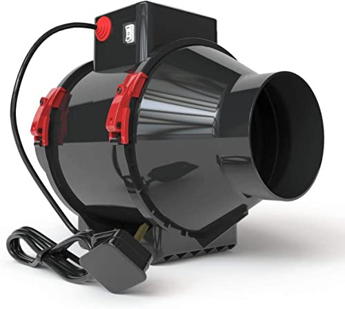 Black Orchid (Two Speed) Hybrid Flo in Line Horticultural Hydroponic Grow Tent Bathroom Kitchen Extractor Fan - Black (5 / 125 mm)