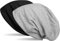 styleBREAKER Beanie Wendemütze in Unifarben, Slouch Mütze, leicht und weich, Longbeanie, Unisex 04024115, Farbe:Schwarz/Grau meliert