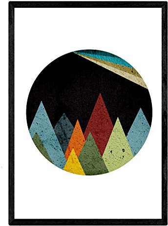 Nacnic Geometrische Poster. Nordischer Stil Wanddekoration Abbildung von abstrakt Berglandschaft mit schwarz Hintergrund. Verschiedene Skandinavische Stil Bilder ohne Rahmen. Größe A3.