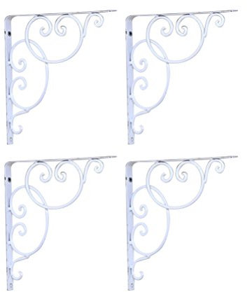 VORCOOL Support Equerre d'étagere en Fer forgé équerres Murale 4 pièces (Blanc)