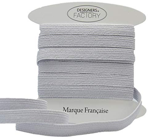 designers-factory - Nastro elastico a coste, larghezza 1 cm, colore: bianco (da 5 metri)