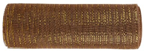 YYCRAFT Metallisches Poly-Mesh-Band, 25,4 cm x 9,1 m, Braun