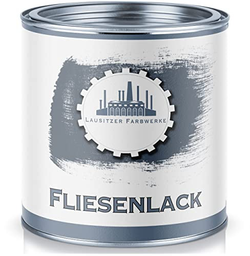 Lausitzer Farbwerke traditioneller 2-K Fliesenlack SET für Fliesen inkl Härter Fliesenlack GLÄNZEND Weiß Grau Schwarz Lichtgrau Silbergrau Anthrazitgrau Cremeweiß 2-Komponenten Lack (1 L, Silbergrau)