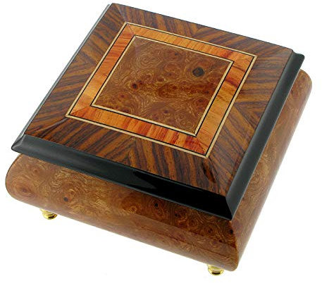 Lutèce Créations Ringschatulle aus Echtholz mit Spieluhr/Spieldose/Musikbox, Ringfach und 18-Ton-Spieluhren-Spielwerk - La vie en rose - Das Leben in Rosa (Louiguy/Edith Piaf)