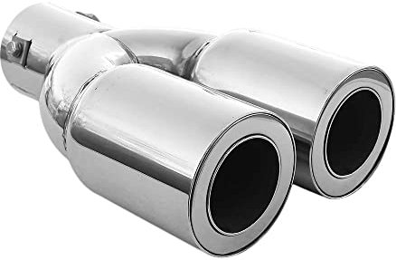 Universell Auspuff Blende Endrohr Doppel Dual Auspuffanlage Doppelrohr Endrohrblende Sportauspuff Schalldampf Sport Edelstahl Chrom Auto