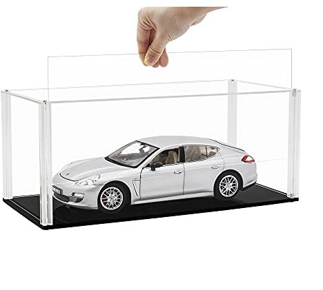 Tingacraft Acrylique Vitrine (34 x 15 x 14 cm) Boîte pour Collection Voiture 1/18, Char 1/35, Moto Véhicule 1/12