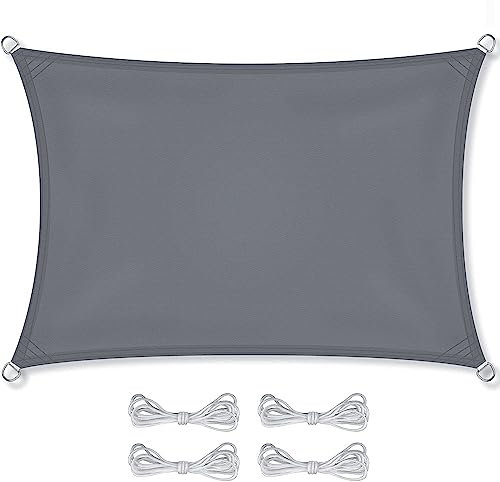 Zolta Sonnensegel Wasserdicht Sonnensegel Rechteckig 3x5 m - UV Schutz für Patio Garten Terrasse und Balkon Sonnenschutz inkl. Befestigungsseile dunkelgrau
