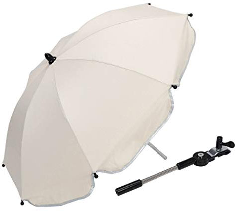 Perfeclan Universal Sonnenschirm Sonnenschutz für Kinderwagen & Buggy Schutz, 71 cm Durchmesser, Weiß, wie Beschreibung