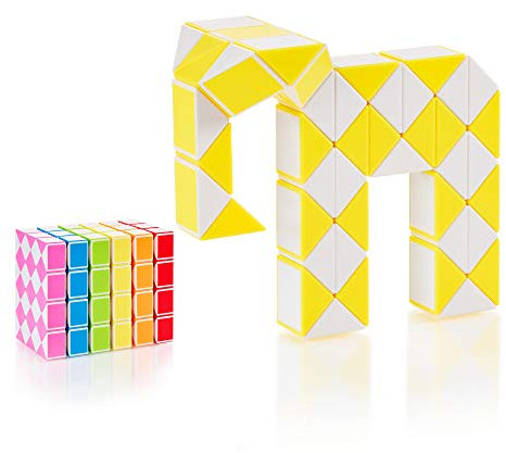 CUBIDI® Original Magic Snake - 48 Blöcke Gelb | Knobelspiele für Kinder und Erwachsene | Ideal als Mitgebsel Kindergeburtstag, Kindergeburtstag Gastgeschenke oder kleine Geschenke für Kinder