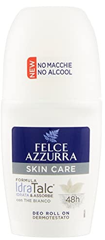 Felce Azzurra - Deodorant Roll On Skin Care mit weißem Tee, IdraTalc-Formel, Wirksamkeit 48 Stunden, hinterlässt keine Flecken - 50 ml