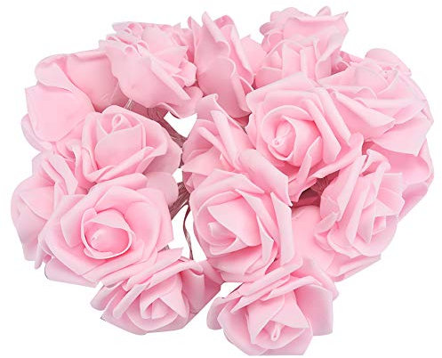 Sonew 3 Meter LED USB Künstliche Blume Lichterketten, 2 Farben Rose Fairy Lights für Valentinstag Hochzeitsdekoration Geschenkset(Rosa)