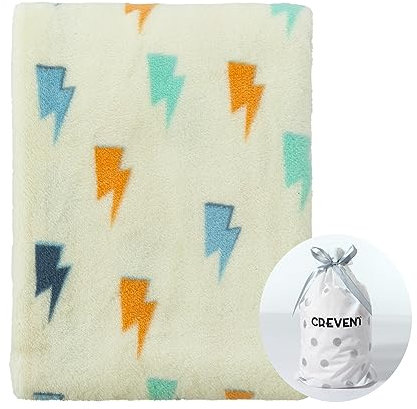 CREVENT 75cmX100cm Weiche Atmungsaktive Gemütliche Plüsch FleeceBaby Jungen für Kleinkinder Bettwäsche Kinderbett Kinderwagen, Baby Dusche Geburtstag Neugeborenes Geschenk für Blitz