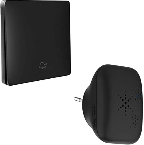 KIT Sonnette sans Fil et sans Pile Écologique Extérieur Étanche IP 65 Neige Pluie - Émetteur Longue portée - Carillon Format Mini et Discret - Récepteur enfichable - 4 Niveaux de Volume - 38 Mélodies