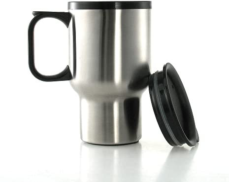 FranquiHOgar - Termo Taza Café Acero Inoxidable 400mL - Asa Antiquemaduras - Ecológica - Fácil Limpieza, Acero, 1 Unidad, Acero Inoxidable