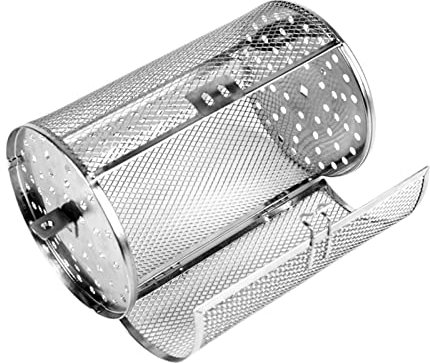 Whitening Stainless Steel Rotisserie Grill Roaster Rotatable Oven Basket Air Fryer Accessories nuts Coffee Beans BBQ Walnuts Kitchen Tools., 12x18cm