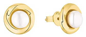 Amor Ohrstecker Damen Ohrschmuck, mit Süßwasserzuchtperle, 1 cm, Gold, Kommt in Schmuck Geschenk Box, 2013569
