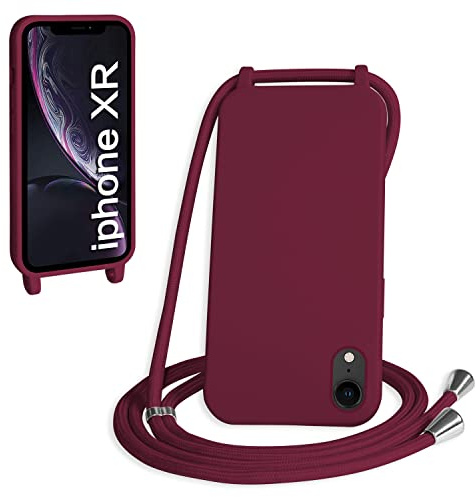 WenBaby Handykette für iPhone XR Hülle mit Band,Handyhülle mit Schnur zum Umhängen Silikon Seil Necklace Schutzhülle mit Kordel Tasche Case TPU Bumper für iPhone XR- Rot