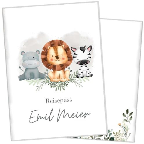 cozy racoon NEU Reisepasshülle für Kinder | Hochwertige Hülle für den Reisepass Deines Kindes |Design Wilde Freunde (mit Name/mit Personalisierung)