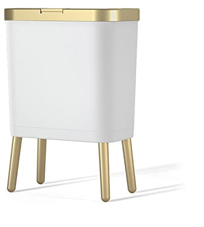 Poubelle Salle de Bain Poubelle de luxe de luxe de luxe for la salle de bain Cuisine Creative Foot Pieds Poubelle en plastique avec couvercle, 15L, 2 couleurs Poubelle rectangulaire ( Color : Bianco )