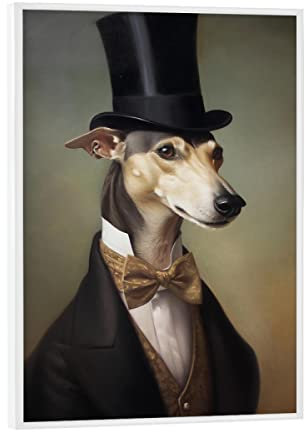 artboxONE Poster mit weißem Rahmen 18x13 cm Tiere Herr Windhund - Bild Hund Gentleman Greyhound