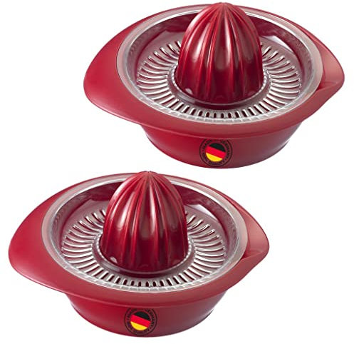 Westmark 2 Zitronen-/Zitruspressen mit Behälter, Durchmesser: 18,7 cm, Fassungsvermögen: 350 ml, Kunststoff, Limetta, Rot, 309122ER