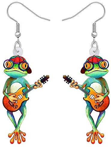 BONSNY Acryl Grün Süßen Frosch Tropfen Baumeln Ohrringe Neuheit Tierschmuck für Frauen Damen Charms Geschenke (Kalk)