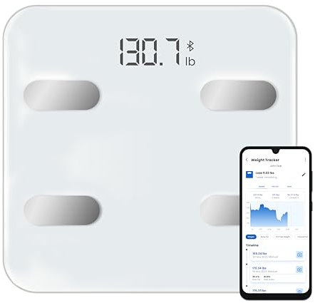 NextLevel Fit Smart Personenwaage für Körpergewicht und Fettanteil, Weiß