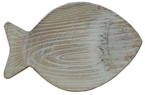 Deko Teller aus Holz in Fisch-Form Maritime Dekoration Tablett