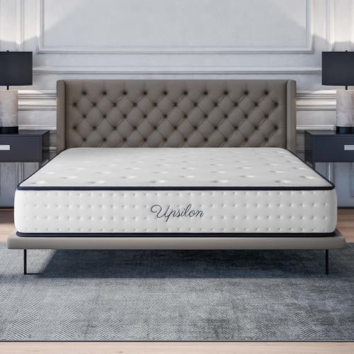 COSMOS - Matelas Upsilon 140x190-24 cm - Hybride - Ressorts Ensachés - Accueil Mousse à mémoire + Blue Latex - Confort Mi-Ferme - 7 Zones - Réversible - Sommeil Isolé - Fabriqué en Europe