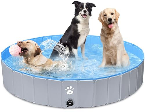 Gindoly Hundepool,Faltbare Hundepools für Kleine, Mittlere&Große,Swimmingpool Planschbecken Hundebadewanne Faltbarer für Hunde und Katzen,Abriebfest&Rutschfest-160 * 30cm