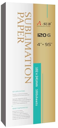 A-SUB Papel de sublimación para taza de 120 g/m², 102 x 241 mm, 100 hojas, compatible con impresoras de sublimación Epson, Sawgrass, Ricoh, Brother