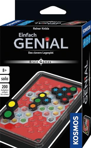 KOSMOS 684341 Einfach Genial Brain Games, Knobel-Spaß für 1 Person, Gehirn-Jogging mit 200 Aufgaben, Verschiedene Levels, handliche Box für unterwegs, Brain Teaser ab 8 Jahre, Konzentrationsspiel