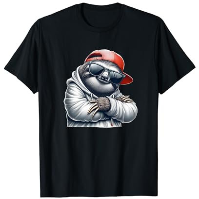 Faultier Sloth in Hip Hop Rapper Cap T-Shirt