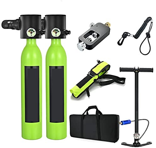 GUOPIN Unterwasseratmung Tragbare Unterwasser-Notfall-Ersatzgasflaschen, Ausgestattet Mit Einem Kompletten Satz Atemschutzmasken Ultrahohe Stabilität(Green Package E)