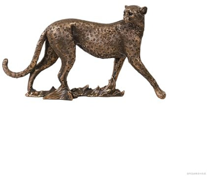 YANTIANCAI Gepardenstatue, klassische Leoparden-Figuren, moderner Stil, Zuhause, Büro, Schreibtisch, Kunstharz, Tierdekoration, Skulptur, dekoratives Geschenk (braun)