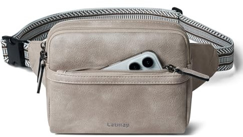LATMAP 3L Bauchtasche Damen, Sling Bag Bumbags for Ladies Kleine PU Leder Fanny Pack Brusttasche Diebstahlsicher