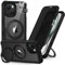 CENHUFO Compatible with iPhone 15 Plus Case Built-in Privacy Screen Protector with Magnetic Ring Stand and Camera Lens Protector, Clear Back Cover for iPhone 15 Plus Privacy Case -Black
