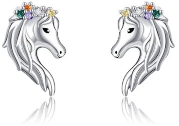 POPLYKE Pferd Ohrringe für Mädchen 925 Sterling Silber Pferd Ohrstecker für Damen Pferd Schmuck Tier Ohrringe