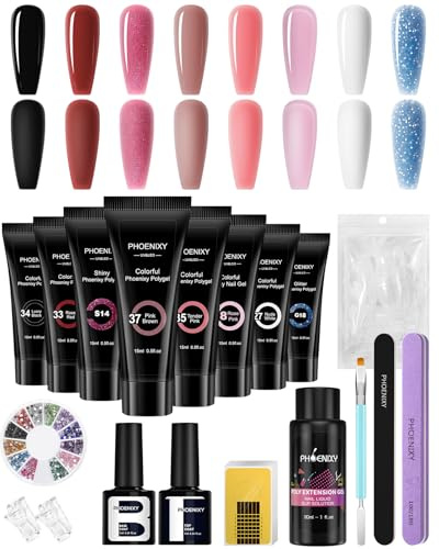 Phoenixy Poly Nagelgel Set 8 Stk. Poly Verlängerungsgel Poly Extension Gel Starter Set Poly Nägel Gel Set Geschenk für Frauen