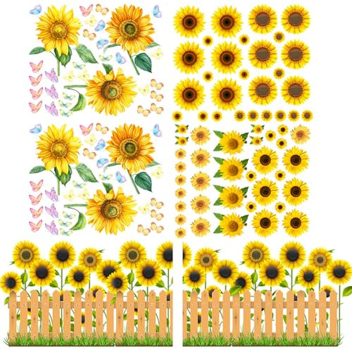LFCFBH 6 PCS Self Adhesive Wheelie Bin Stickers, Waterproof Sunflower Wall Stickers Decorative for Bins