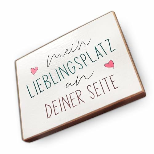 Magnet aus Buchenholz Kühlschrankmagnete mit Sprüchen (Mein Lieblingsplatz - An deiner Seite)