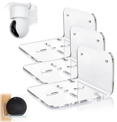 Soporte Camara, Soportes Montaje Pared de Vigilancia, Universal, Acrílico, Forma-L, Soporte de Techos para Cámara Vigilancia para Interiores y Exteriores, 3 Piezas, Transparente