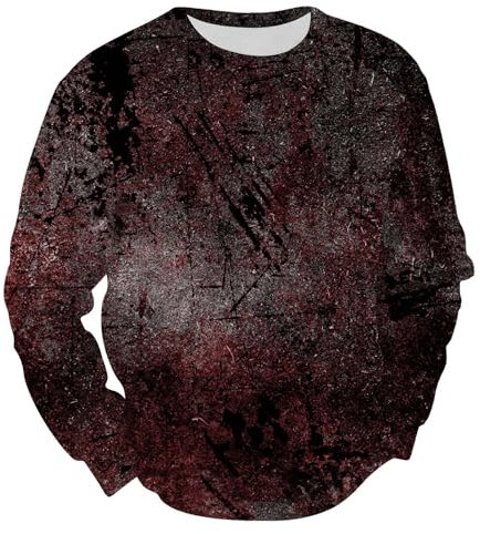 AMDOLE Halloween Maske Herren Herrenmode Frühling und Casual Langarm Halloween 3D gedruckt Langarm Kapuzenloses Sweatshirt Top Grauer Pullover Herren (Hot Pink, S)