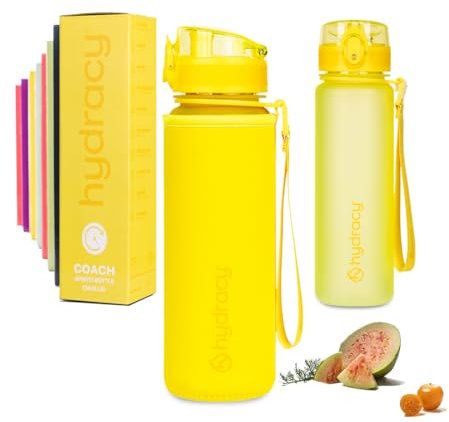 Hydracy Trinkflasche mit Fruchteinsatz - 500ml Wasserflasche - BPA-freie Trinkflasche mit Zeitmarkierung Auslaufsichere Sportflasche - Kondensationsfrei für Sport und Outdoor